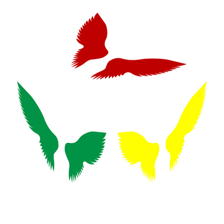 Wings sign illustration. Isometric style of red, green and yellow icon.のイラスト素材