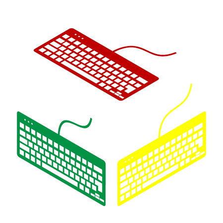 Keyboard simple sign. Isometric style of red, green and yellow icon.のイラスト素材