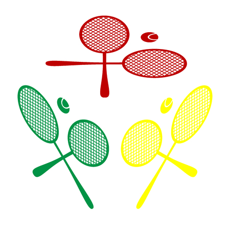 Tennis racket sign. Isometric style of red, green and yellow icon.のイラスト素材
