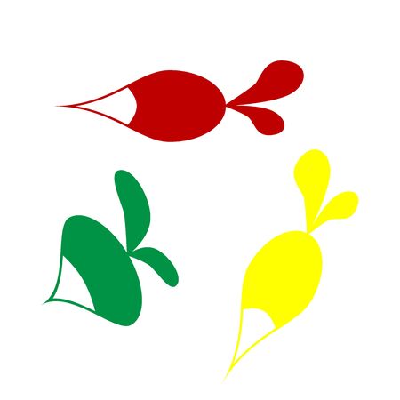 Radish simple sign. Isometric style of red, green and yellow icon.のイラスト素材