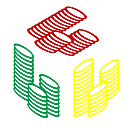 Money sign illustration. Isometric style of red, green and yellow icon.のイラスト素材