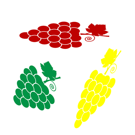 Grapes sign illustration. Isometric style of red, green and yellow icon.のイラスト素材