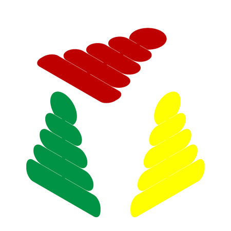 Pyramid sign illustration. Isometric style of red, green and yellow icon.のイラスト素材