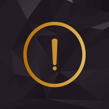 Exclamation mark sign. Golden style on background with polygons.のイラスト素材