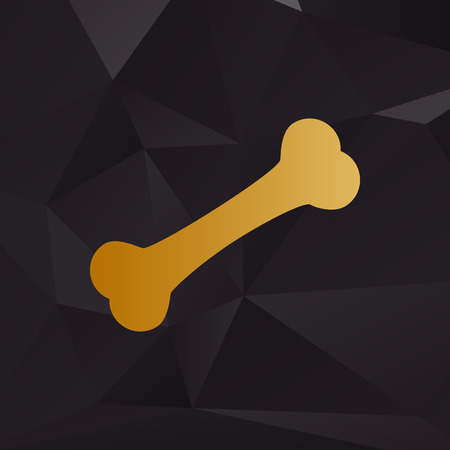 Bone sign illustration. Golden style on background with polygons.のイラスト素材