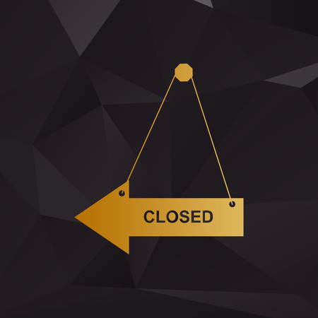 Closed sign illustration. Golden style on background with polygons.のイラスト素材