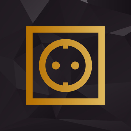 Electrical socket sign. Golden style on background with polygons.のイラスト素材