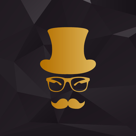 Hipster accessories design. Golden style on background with polygons.のイラスト素材