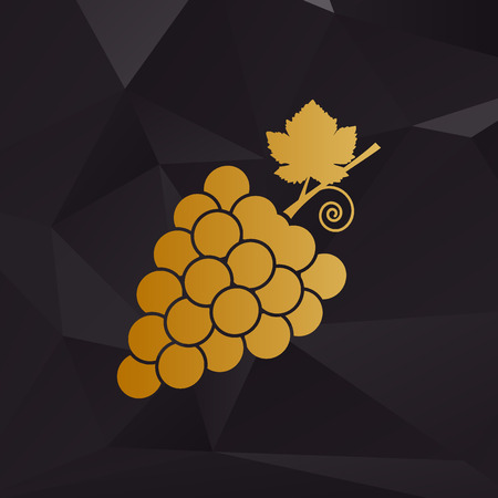Grapes sign illustration. Golden style on background with polygons.のイラスト素材