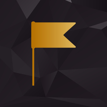 Flag sign illustration. Golden style on background with polygons.のイラスト素材