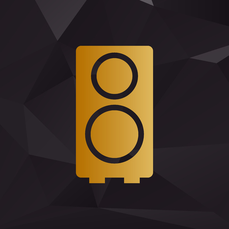 Speaker sign illustration. Golden style on background with polygons.のイラスト素材