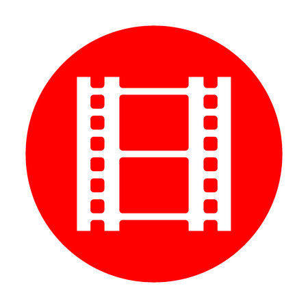 Reel of film sign. White icon on red circle.のイラスト素材