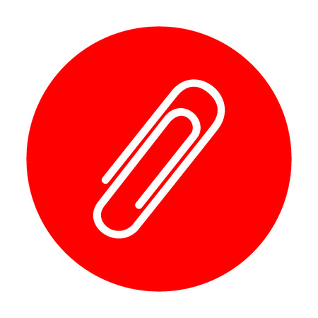 Clip sign illustration. White icon on red circle.のイラスト素材