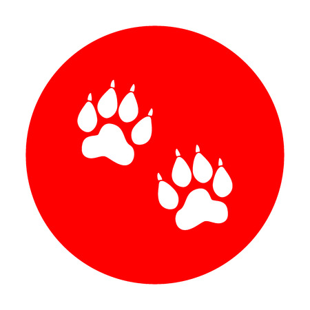 Animal Tracks sign. White icon on red circle.のイラスト素材