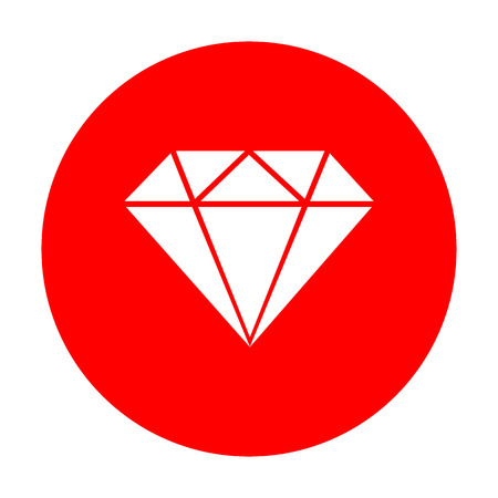 Diamond sign illustration. White icon on red circle.のイラスト素材