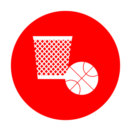 Trash sign illustration. White icon on red circle.のイラスト素材
