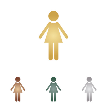 Woman sign illustration. Metal icons on white backgound.の写真素材