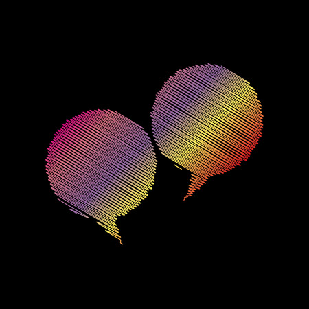 Speech bubble sign. Coloful chalk effect on black backgound.のイラスト素材