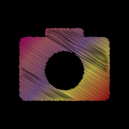 Digital camera sign. Coloful chalk effect on black backgound.のイラスト素材