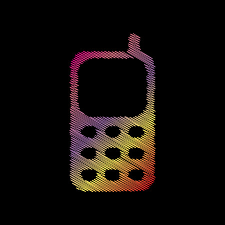 Cell Phone sign. Coloful chalk effect on black backgound.のイラスト素材
