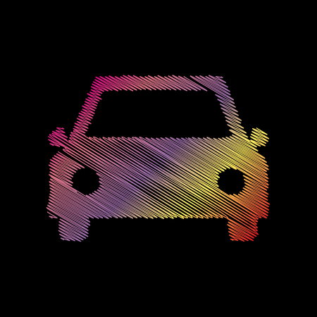 Car sign illustration. Coloful chalk effect on black backgound.のイラスト素材