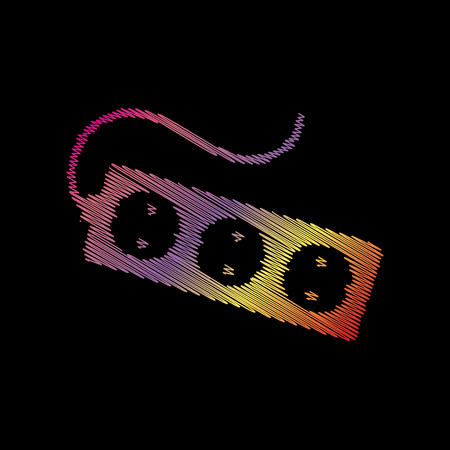 Electric extension plug sign. Coloful chalk effect on black backgound.のイラスト素材