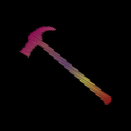 Saw simple Icon. Coloful chalk effect on black backgound.のイラスト素材