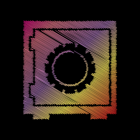 Safe sign illustration. Coloful chalk effect on black backgound.のイラスト素材