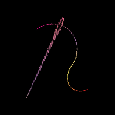 Needle with thread. Sewing needle, needle for sewing. Coloful chalk effect on black backgound.のイラスト素材