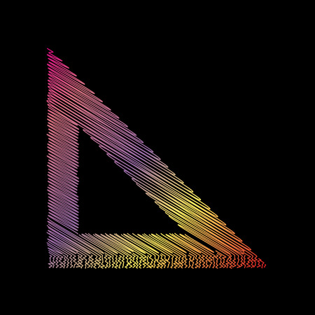 Ruler sign illustration. Coloful chalk effect on black backgound.