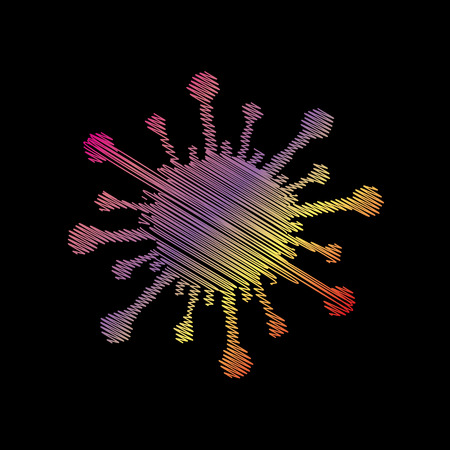 Virus sign illustration. Coloful chalk effect on black backgound.のイラスト素材