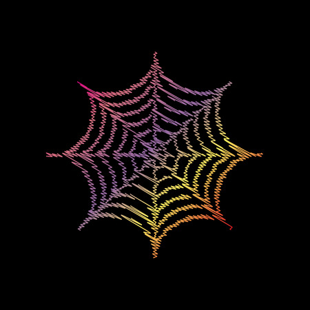 Spider on web illustration. Coloful chalk effect on black backgound.のイラスト素材