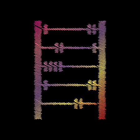 Retro abacus sign. Coloful chalk effect on black backgound.のイラスト素材