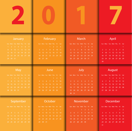 Simple calendar for 2017. Colorfull design. Vector Illustrationのイラスト素材