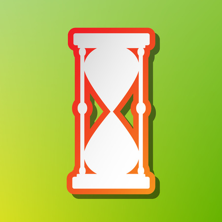 Hourglass sign illustration. Contrast icon with reddish stroke on green backgound.のイラスト素材