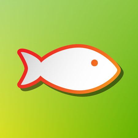 Fish sign illustration. Contrast icon with reddish stroke on green backgound.のイラスト素材