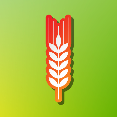 Wheat sign illustration. Contrast icon with reddish stroke on green backgound.のイラスト素材
