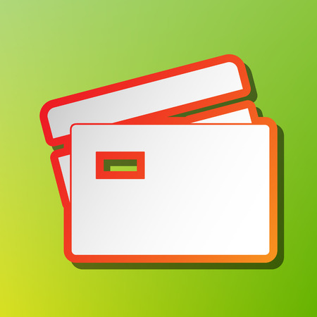 Credit Card sign. Contrast icon with reddish stroke on green backgound.のイラスト素材