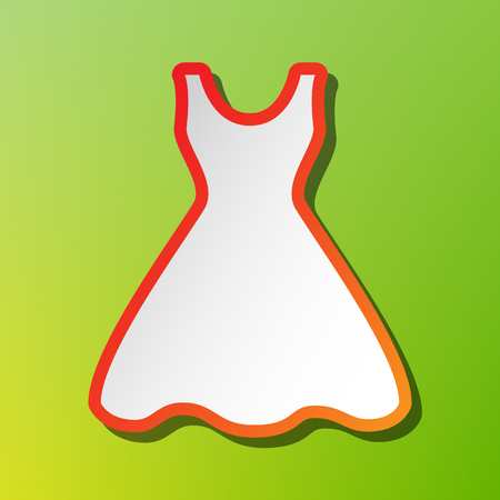 Woman dress sign. Contrast icon with reddish stroke on green backgound.のイラスト素材