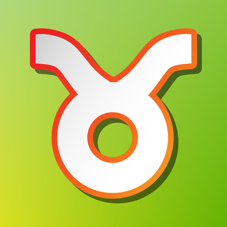 Taurus sign illustration. Contrast icon with reddish stroke on green backgound.のイラスト素材