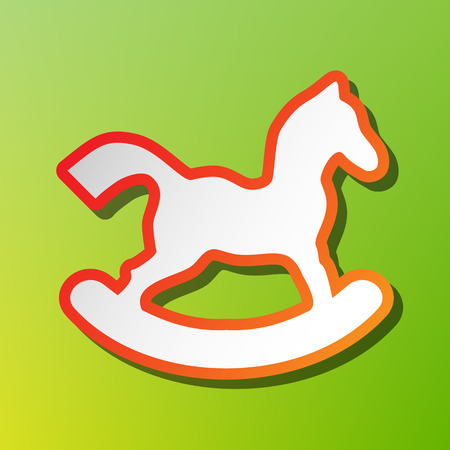 Horse toy sign. Contrast icon with reddish stroke on green backgound.のイラスト素材