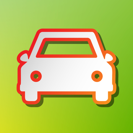 Car sign illustration. Contrast icon with reddish stroke on green backgound.のイラスト素材