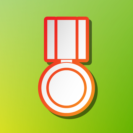 Medal sign illustration. Contrast icon with reddish stroke on green backgound.のイラスト素材