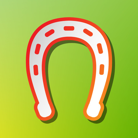 Horseshoe sign illustration. Contrast icon with reddish stroke on green backgound.のイラスト素材