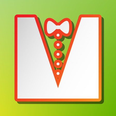 Tuxedo with bow silhouette. Contrast icon with reddish stroke on green backgound.のイラスト素材