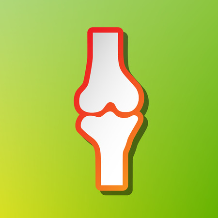 Knee joint sign. Contrast icon with reddish stroke on green backgound.のイラスト素材