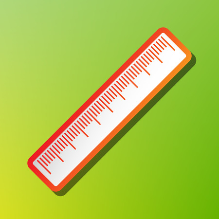 Centimeter ruler sign. Contrast icon with reddish stroke on green backgound.のイラスト素材