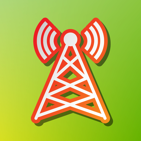 Antenna sign illustration. Contrast icon with reddish stroke on green backgound.のイラスト素材