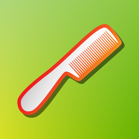 Comb simple sign. Contrast icon with reddish stroke on green backgound.のイラスト素材