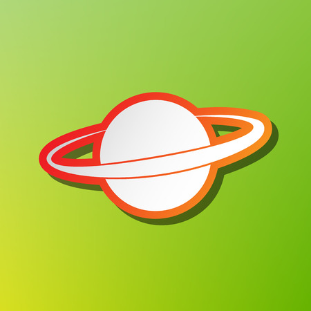 Planet in space sign. Contrast icon with reddish stroke on green backgound.のイラスト素材
